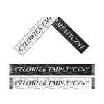 Projekt szalika w czerni i bieli z napisem „człowiek empatyczny”